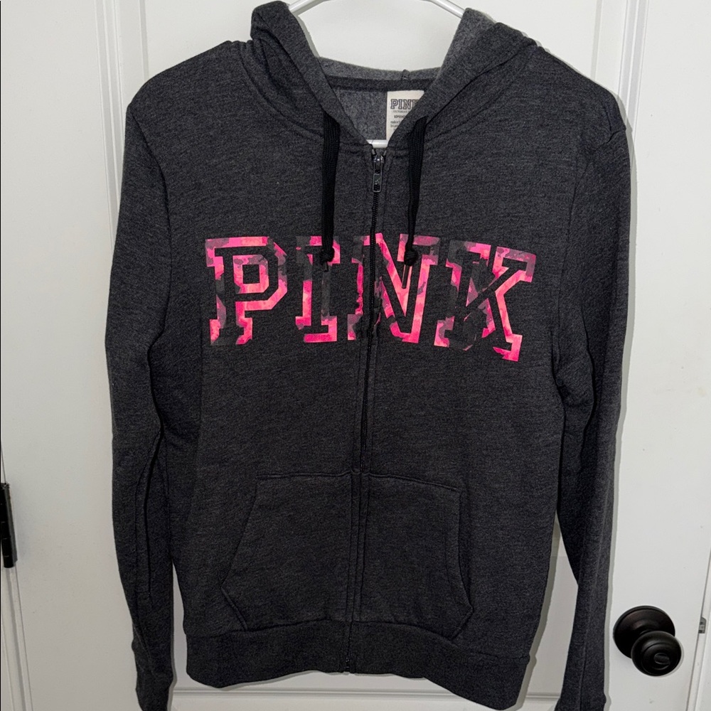 PINK Victoria's Secret Charcoal Hooded Zip-Up